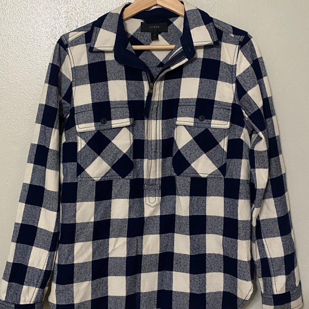 J. Crew Blue and White Checkered Shirt